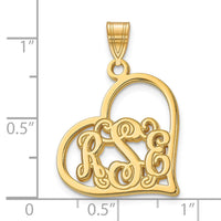 14k Yellow Gold Etched Heart Pendant
