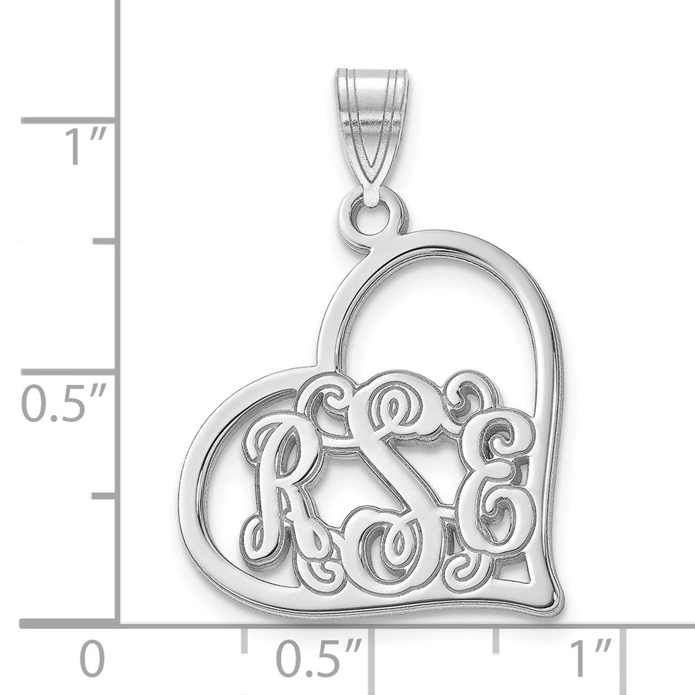 10k White Gold Etched Heart Pendant