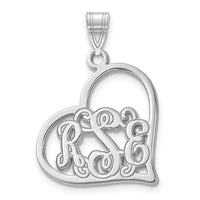 14k White Gold Etched Heart Pendant