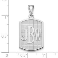 Sterling Silver/Rhodium-plated Brushed Monogram Pendant