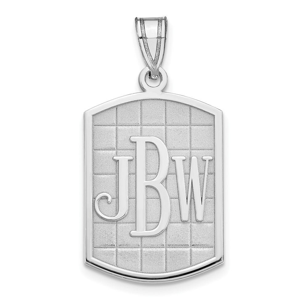 10k White Gold Brushed Monogram Pendant