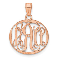 14k Rose gold Small Round Monogram Pendant