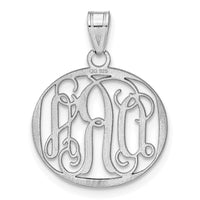 10k White Gold Small Round Monogram Pendant