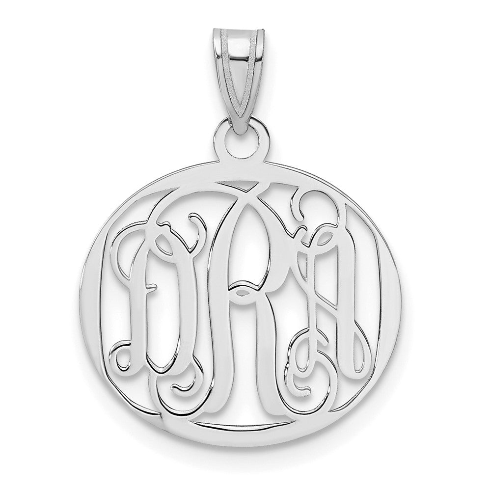 10k White Gold Small Round Monogram Pendant