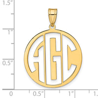 14k Yellow Gold Round Cut-out Monogram Pendant