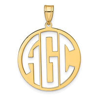 14k Yellow Gold Round Cut-out Monogram Pendant