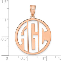 14k Rose Gold Round Cut-out Monogram Pendant
