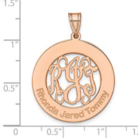 14k Rose Gold Round Family Monogram Pendant