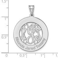 14k White Gold Round Family Monogram Pendant