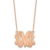 14k Rose Gold Etched Monogram Necklace