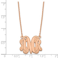 Sterling Silver/Rose-plated Etched Monogram Necklace