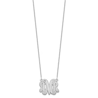 14k White Gold Etched Monogram Necklace
