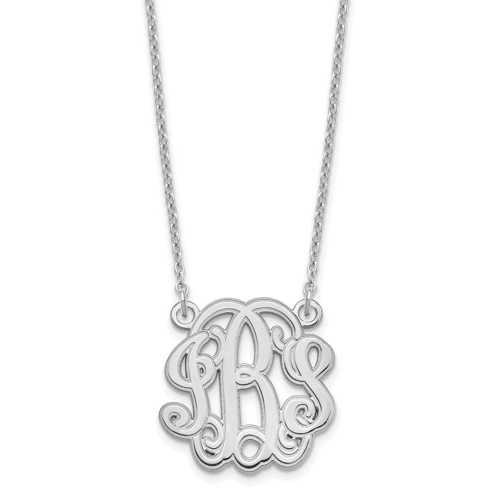 Sterling Silver/Rhodium-plated Etched Monogram Necklace