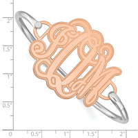 SS/Rose-plated Etched Monogram with Sterling Silver Bangle