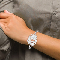 14k White Gold Etched Monogram with Sterling Silver Bangle