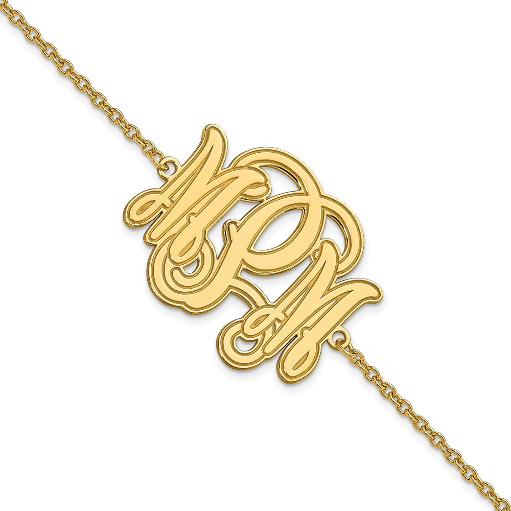 Sterling Silver/Gold-plated Etched Monogram Bracelet