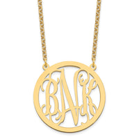 Sterling Silver/Gold-plated Large Round Monogram Pendant