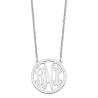 Sterling Silver/Rhodium-plated Large Round Monogram Necklace
