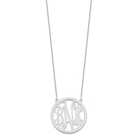 14k White Gold Large Round Monogram Necklace