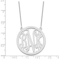 14k White Gold Large Round Monogram Necklace
