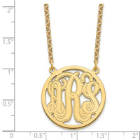 Sterling Silver/Gold-plated Etched Round Monogram Necklace