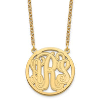 Sterling Silver/Gold-plated Etched Round Monogram Necklace
