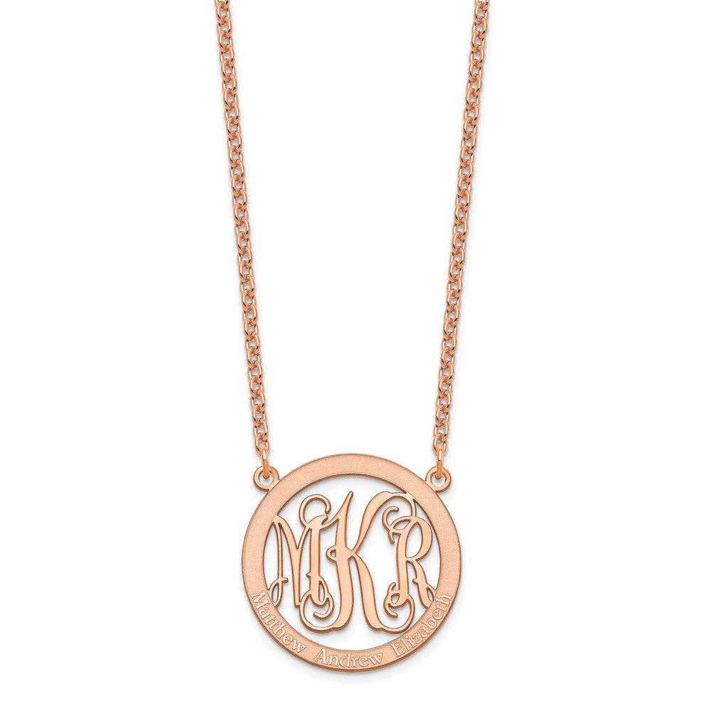 Sterling Silver/Rose-plated Small Family Monogram Necklace