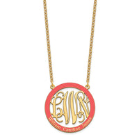 SSilver/Gold-plated Large  Family Monogram w/Epoxy Necklace