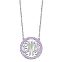 SSilver/Rhodium-plated Large  Family Monogram w/Epoxy Necklace