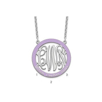 SSilver/Rhodium-plated Large  Family Monogram w/Epoxy Necklace