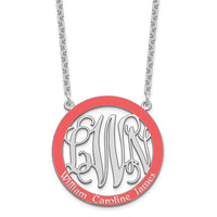SSilver/Rhodium-plated Large  Family Monogram w/Epoxy Necklace