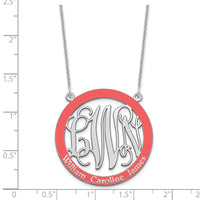 14k White Gold Large  Family Monogram w/Epoxy Necklace