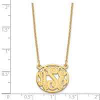 Sterling Silver/Gold-plated Etched Oval Monogram Necklace