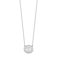 14k White Gold Etched Oval Monogram Necklace