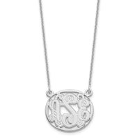 14k White Gold Etched Oval Monogram Necklace