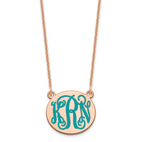 14k Rose Gold Small Round Epoxy Monogram Necklace