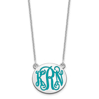 14k White Gold Small Round Epoxy Monogram Necklace