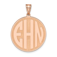 14k Rose Gold Round Block Letter Monogram Pendant