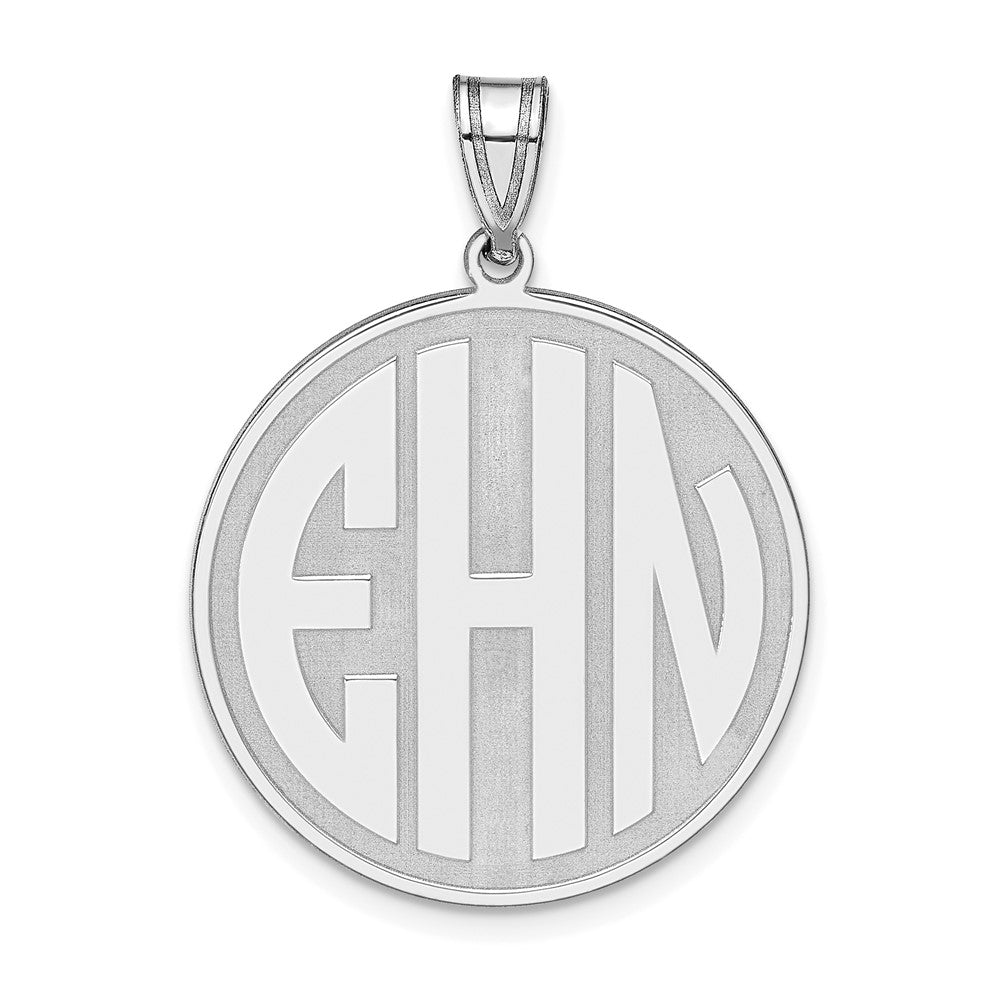10k White Gold Round Block Letter Monogram Pendant