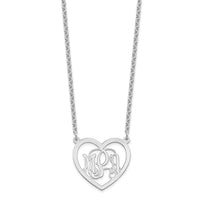 Sterling Silver/Rhodium-plated Monogram Heart Necklace