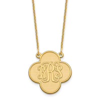 14k Yellow Gold Clover Monogram Necklace