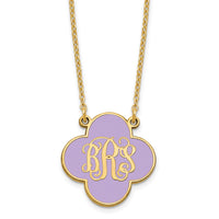 Sterling Silver/Gold-plated Clover Monogram w/Epoxy Necklace