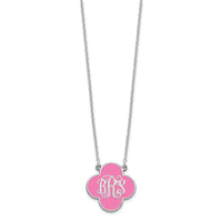 Sterling Silver/Rhodium-plated Clover Monogram w/Epoxy Necklace