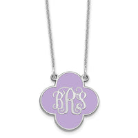 10k White Gold Clover Monogram w/Epoxy Necklace