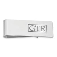 Sterling Silver/Rhodium-plated Recessed Letter Money Clip
