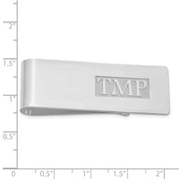 Sterling Silver/Rhodium-plated Raised Letter Monogram Money Clip