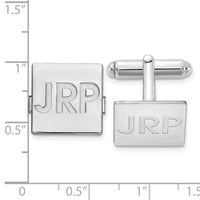 SS/Rhodium-plated Recessed Letter Square Monogram Cuff Link