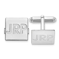 SS/Rhodium-plated Recessed Letter Square Monogram Cuff Link