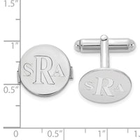 SS/Rhodium-plated Recessed Letter Monogram Round Cuff Link