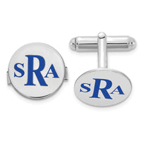 SS/Rhodium-plated Epoxy Letter Monogram Cuff Link